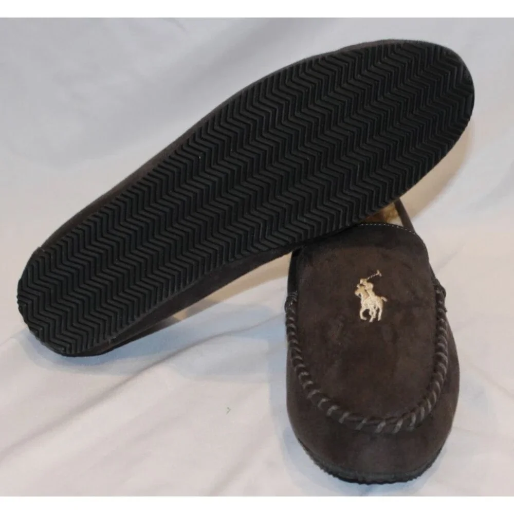 NIB Polo Ralph Lauren Men's Suede‎ Moccasin Slippers BROWN